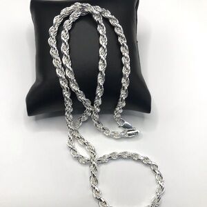 925 Sterling Silver Rope Chain Men’s Necklace size 24” 5MM
